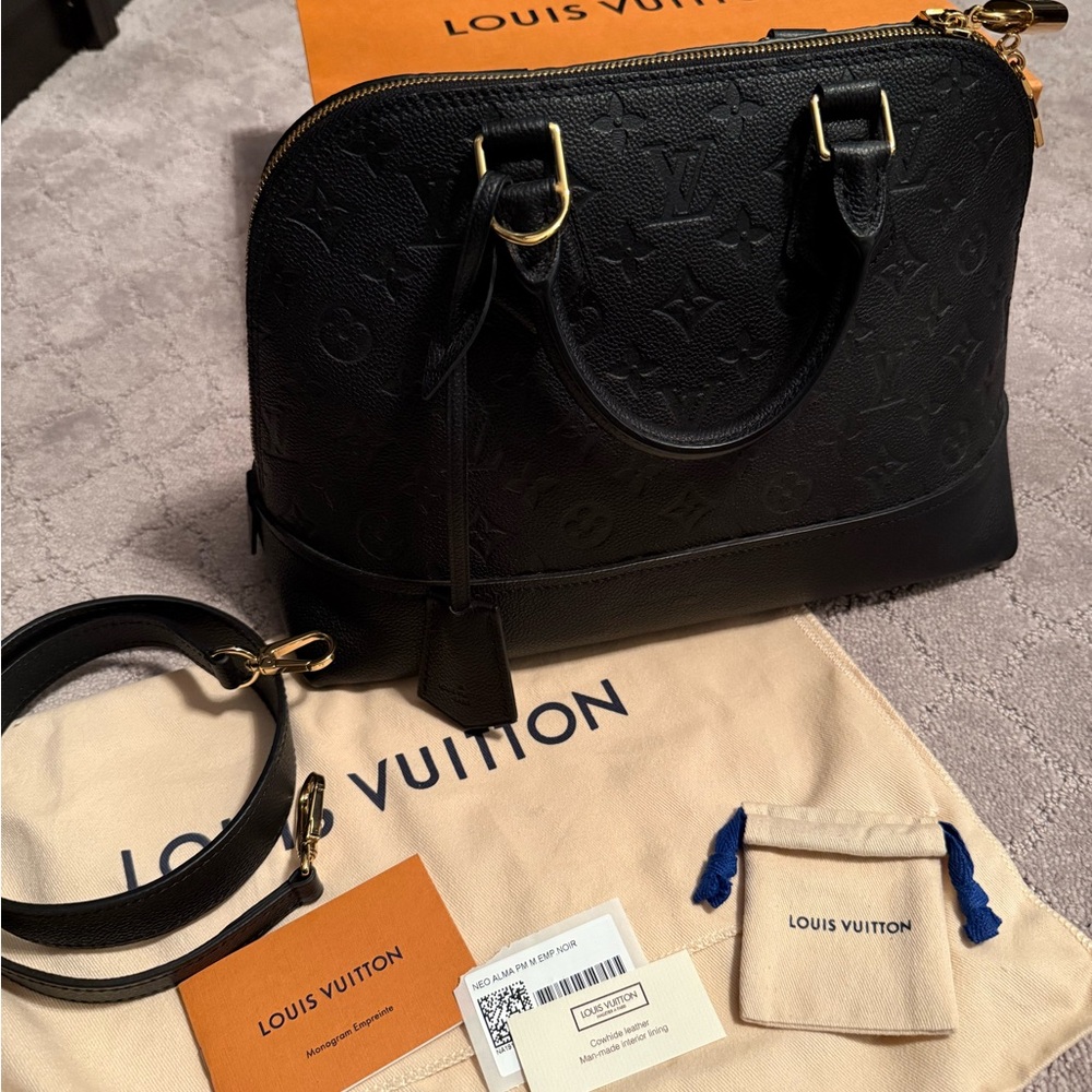 New Louis Vuitton Black Alma PM with gold hardware